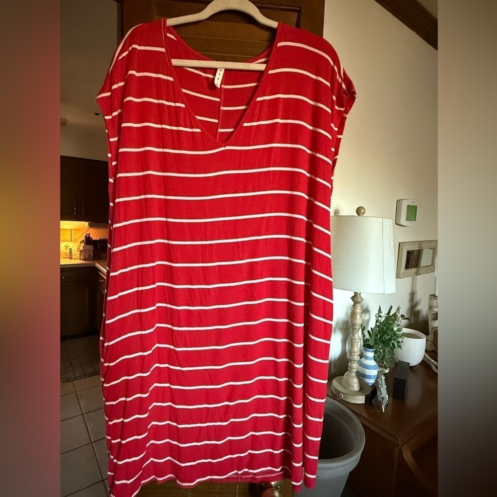 Mts Red striped knit dress EUC XL